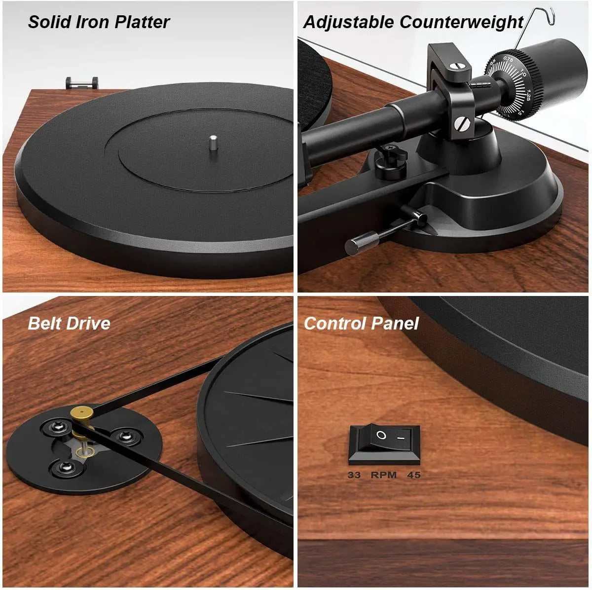 Angels Horn - H002BT-OR - Bluetooth Turntable with Wood Finish