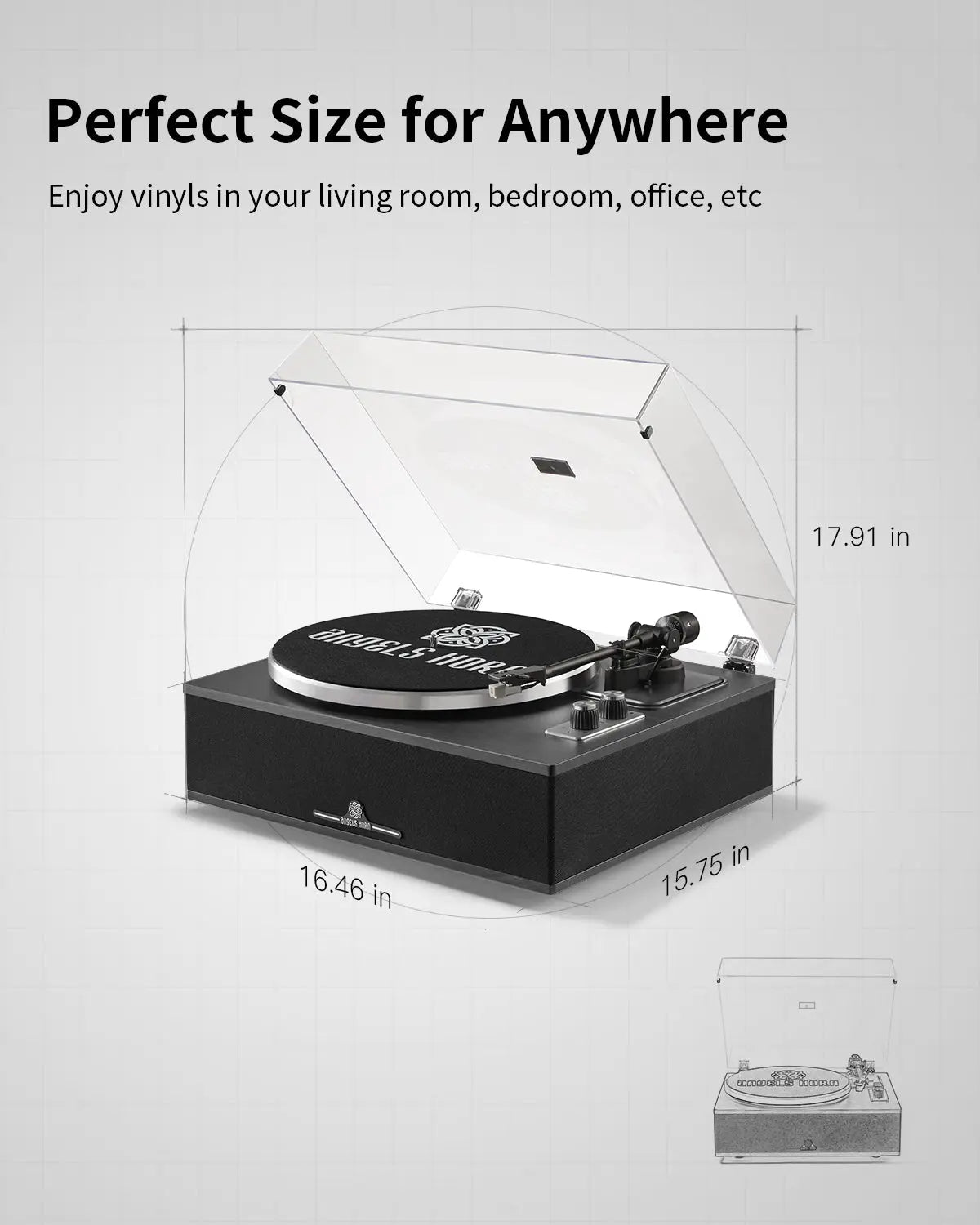 (POS IN STORE ONLY) Angels Horn H019 - All-In-One Bluetooth Turntable with Built-in Speakers